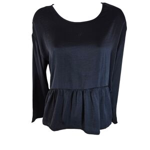 Moss Copenhagen navy blue peplum blouse